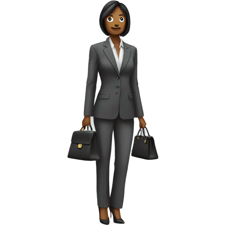 Business women in a pant suit carrying a Hermes bag emoji