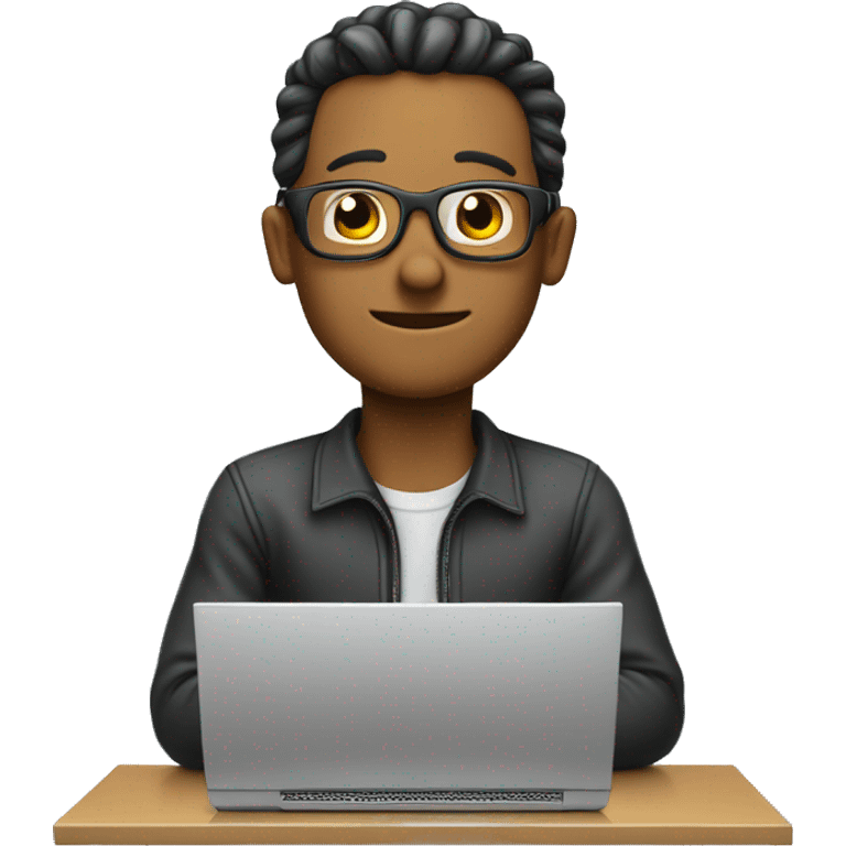 a computer nerd who is sitting behind his computer emoji