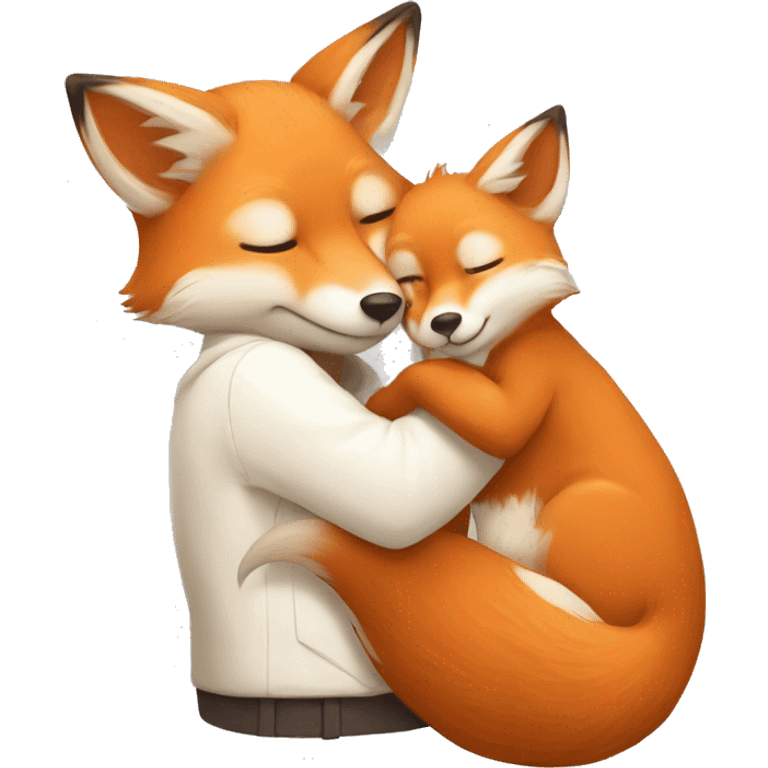 little fox hugging a little white boy emoji