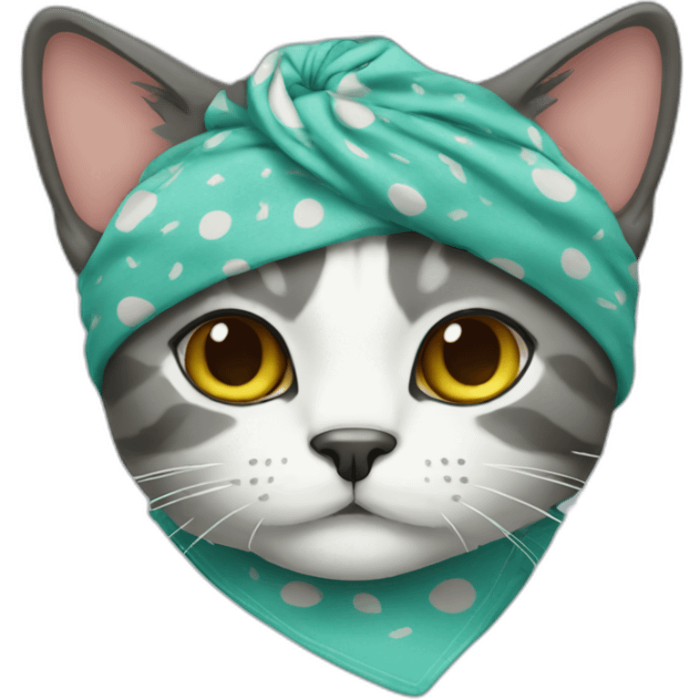 a cat with a mustache wearing a bandana emoji