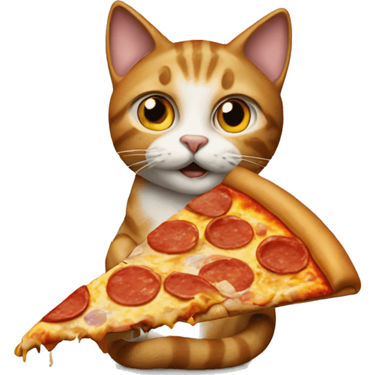 Cat eating pizza emoji