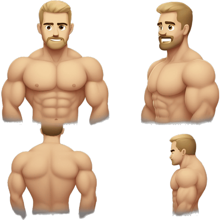 White, Shirtless, hairy chest, Bodybuilder, biceps, military haircut emoji