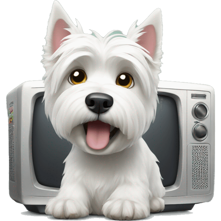 west highland terrier watching tv emoji