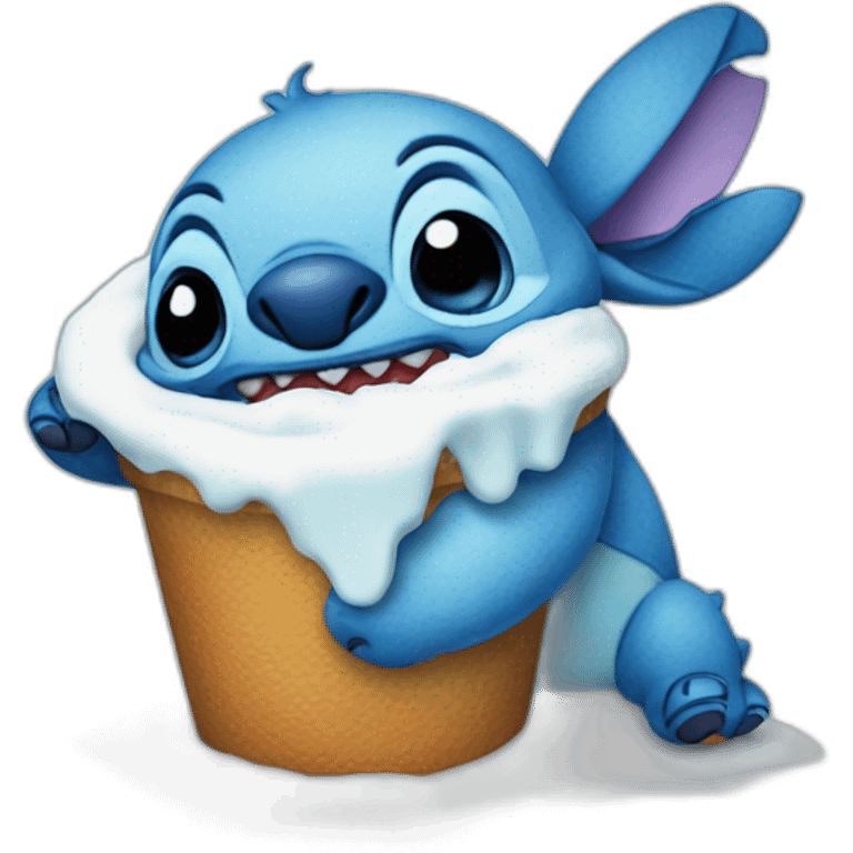 Stitch avec une glace emoji