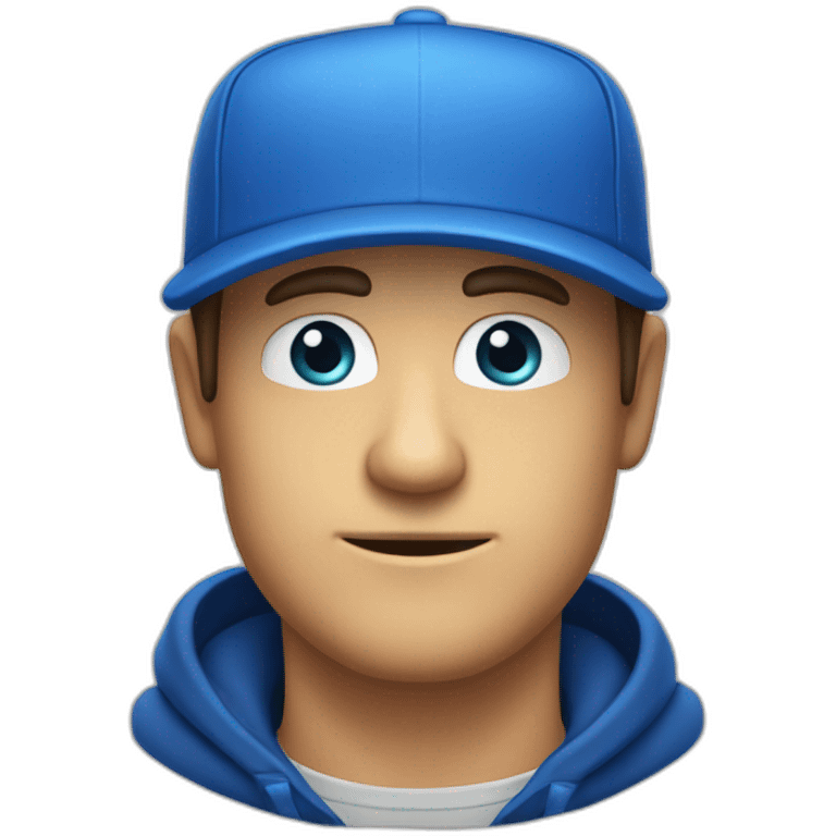 Mann mit Bart und blauer Cap und blauen Augen und hält ein bier emoji