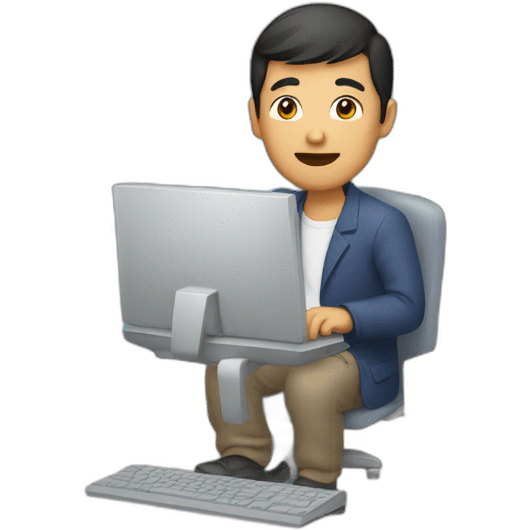 asian man on a computer emoji