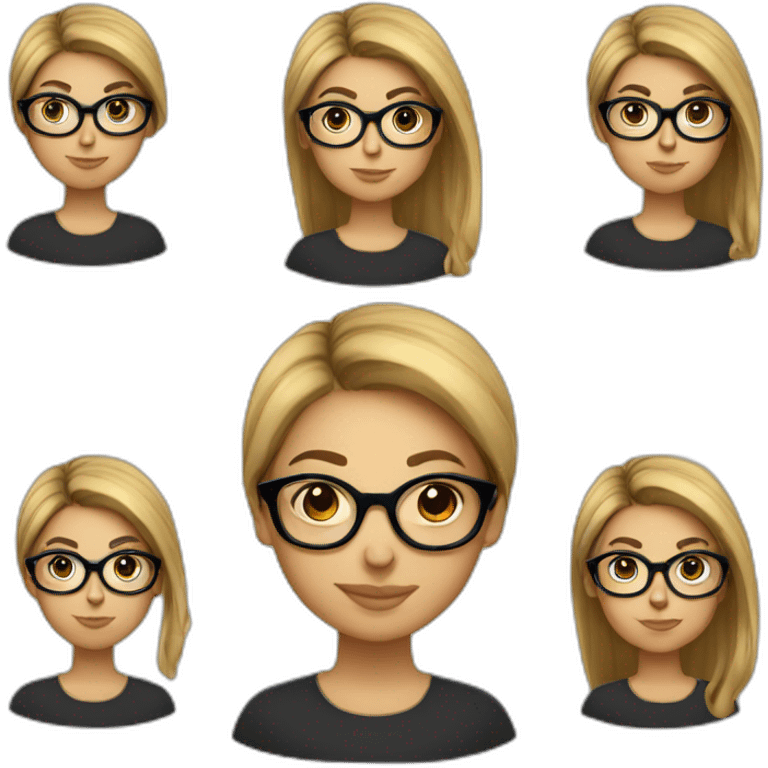 a portuguese girl with long hair on a pony tail and black rounded glasses emoji