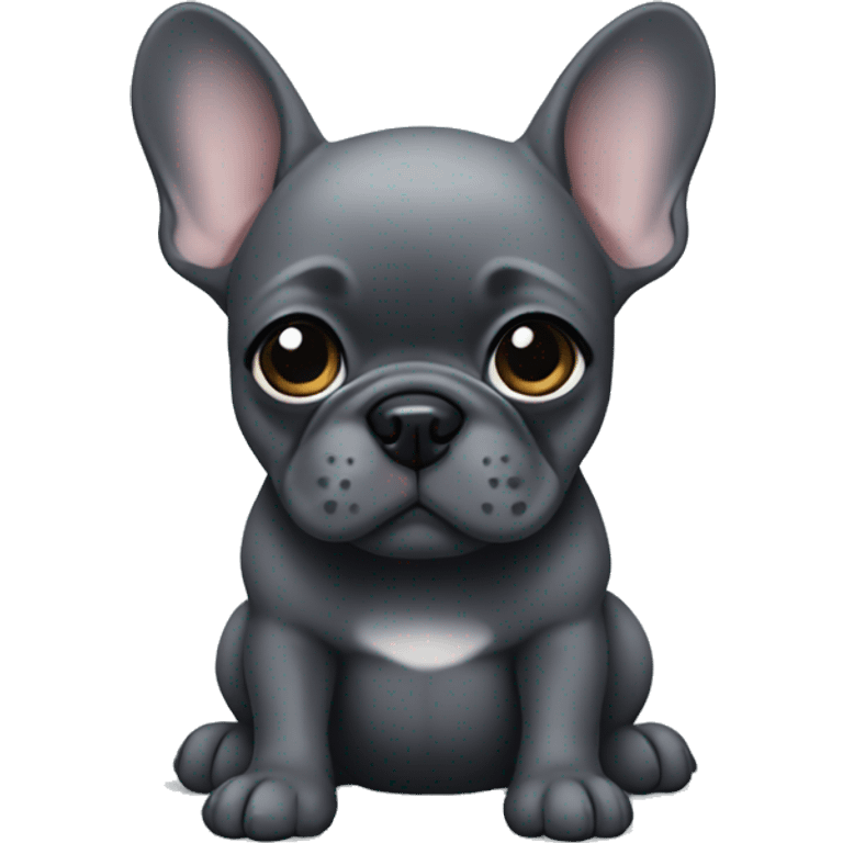 Dark grey Frenchie puppy emoji