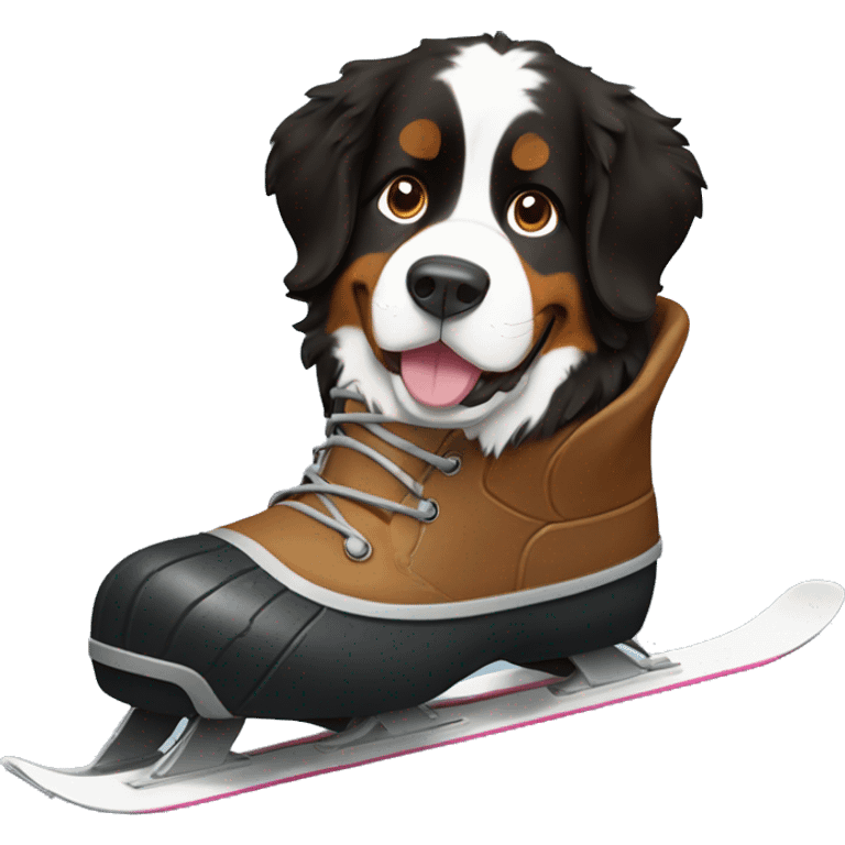 Bernese mountain dog skiing boots emoji