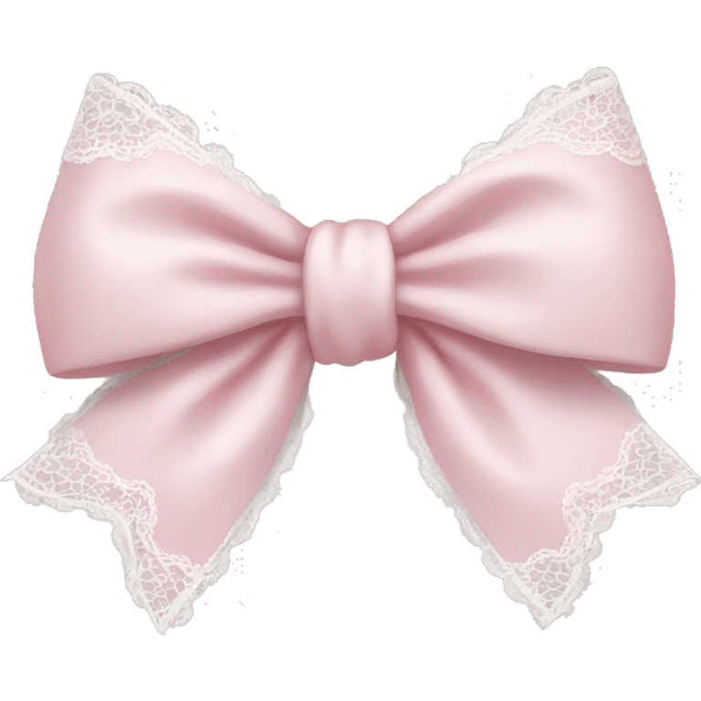 light pink bow with white lace  emoji