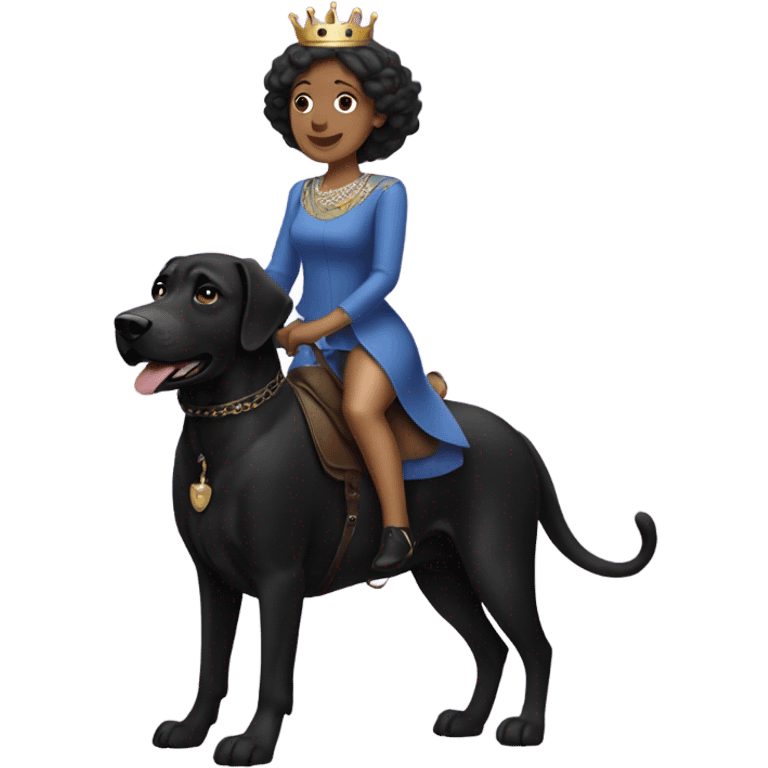 Queen riding a black lab emoji