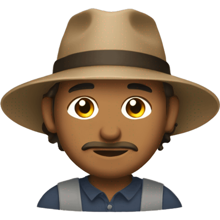 Amish man with brown straw hat doing construction emoji