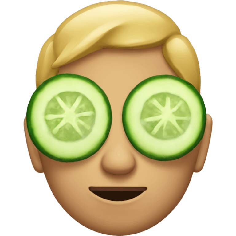 An emoji relaxing with cucumbers on eyes emoji