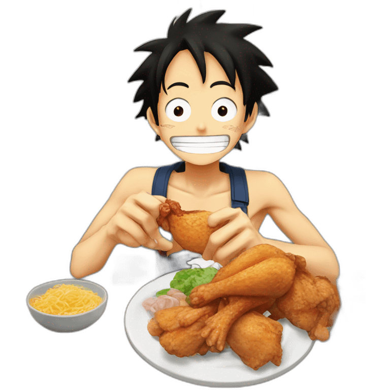 Luffy qui mange une cuisse de poulet emoji