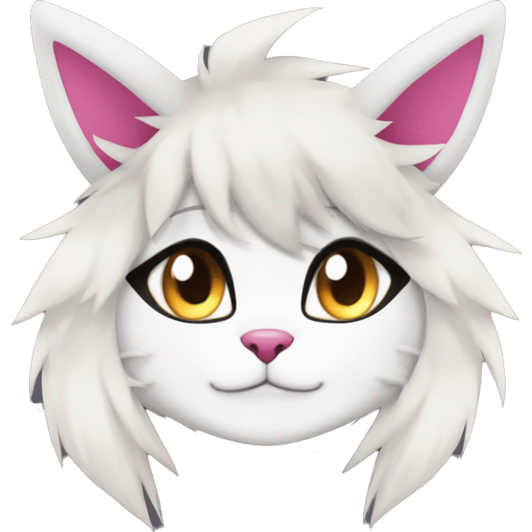 Anthro Dark Beautiful Colorful Shiny Edgy Cool Shy Grumpy FurSona Feline-Zangoose-Fakemon Emo Hair Vtuber Model emoji