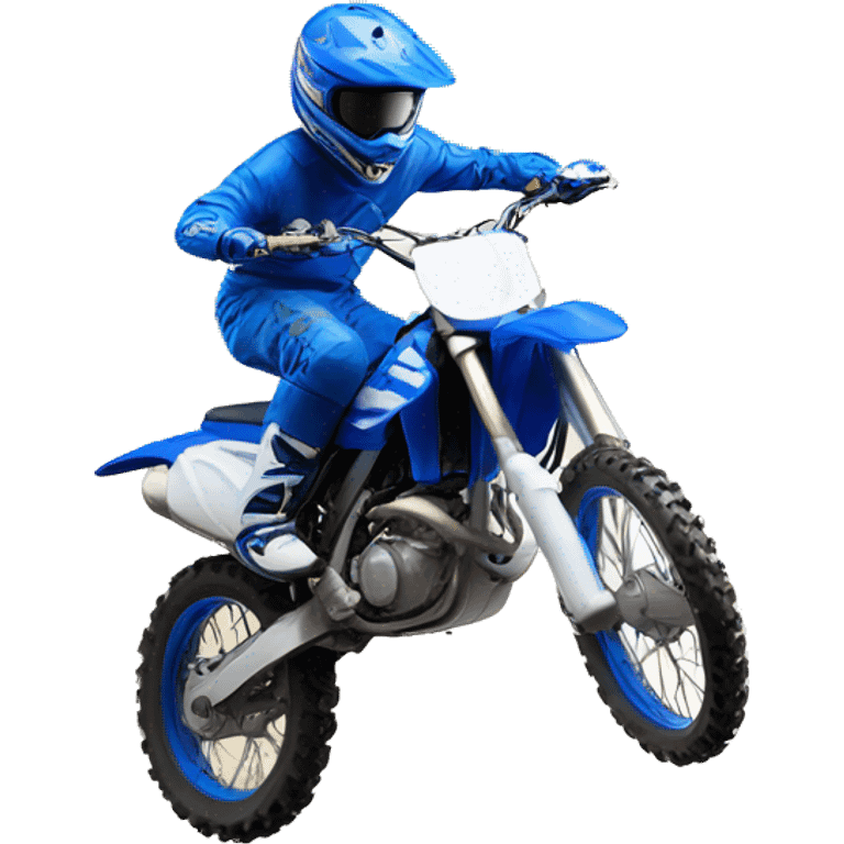 Blue dirt bike  in the air emoji