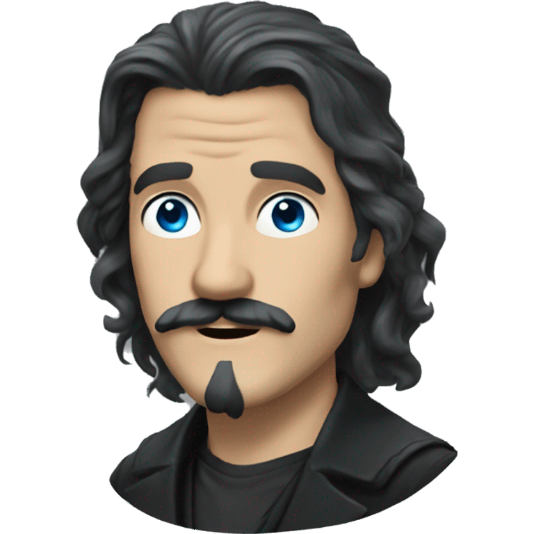 Sirius Black - black long hair, black mustache, blue eyes,  emoji