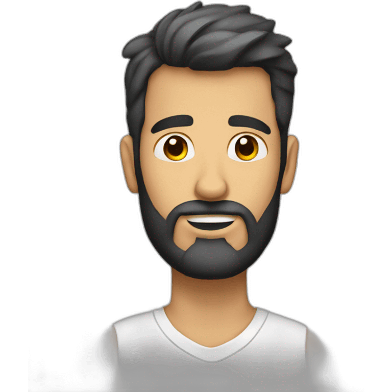 Hombre bajo morocho con barba corta y nariz respingada emoji