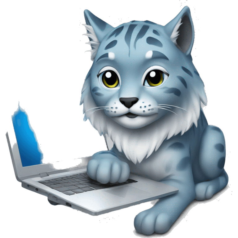 A blue lynx with a laptop emoji