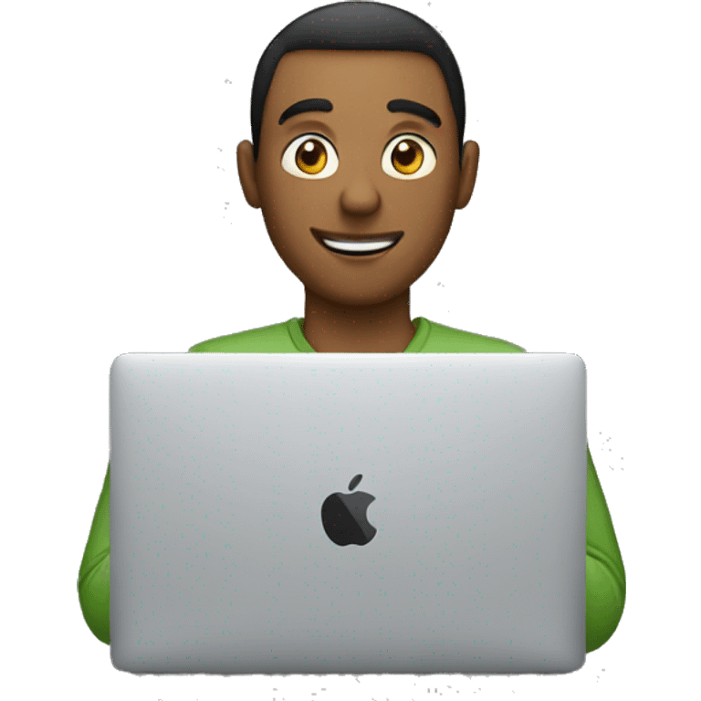 a guy working behind a macbook emoji