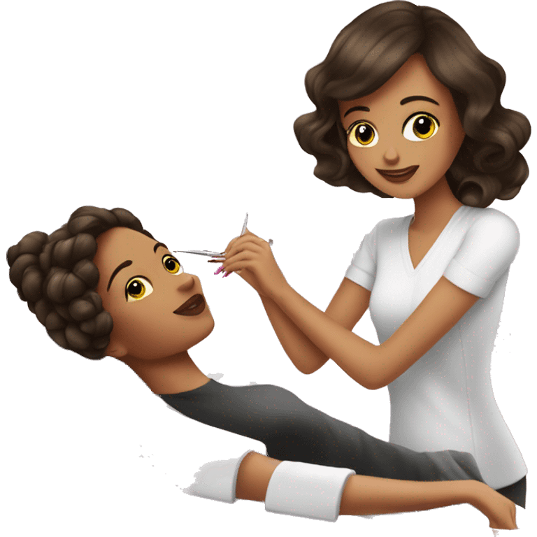 Brunette Girl getting a manicure at nail salon emoji