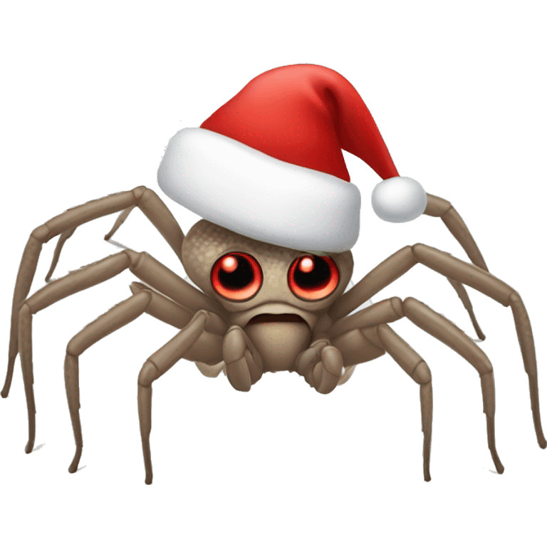 A huntsman spider wearing a Santa hat  emoji