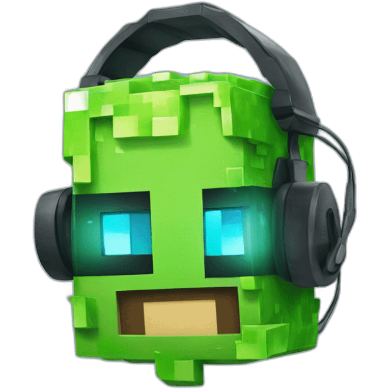 Minecraft Slime wearing a headset emoji