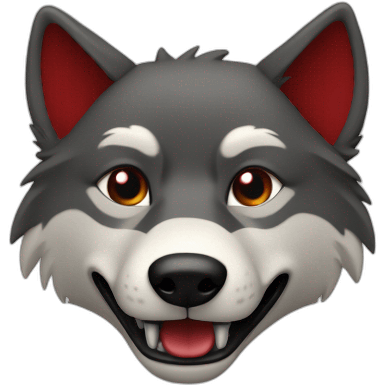 Wolf in happy red and black colour only emoji