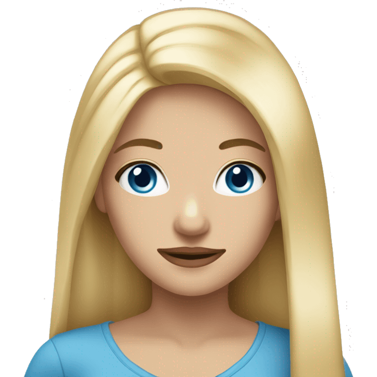 pretty blonde girl with blue eyes not so close long hair straight  emoji