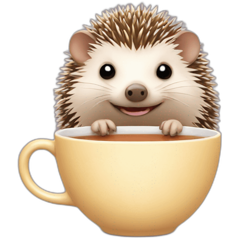 Hedgehog with tea emoji