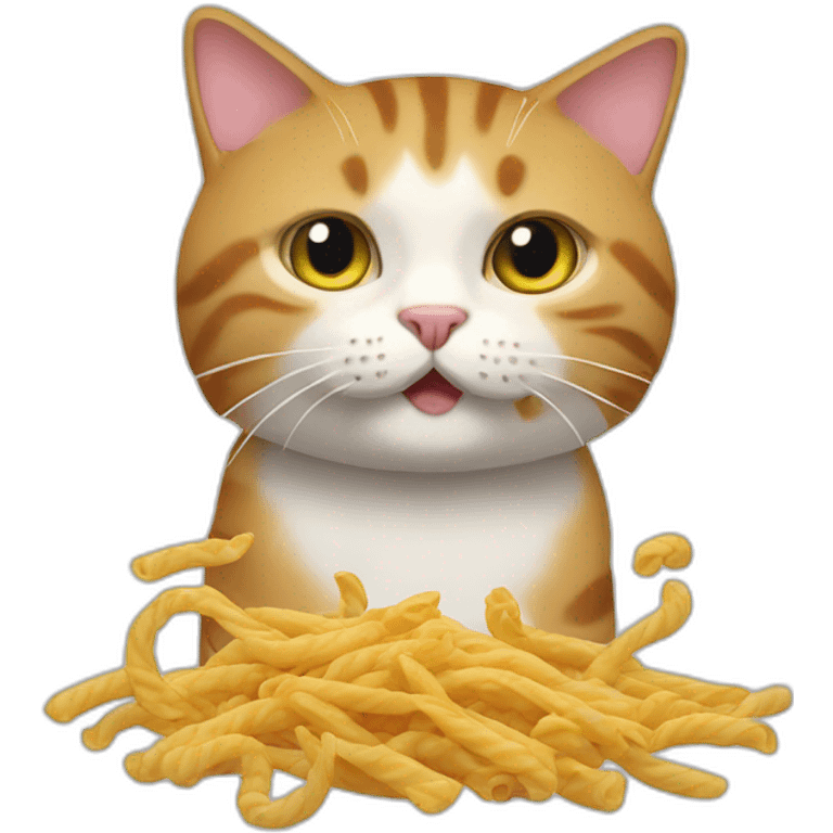 Un chat qui mange des nouilles emoji