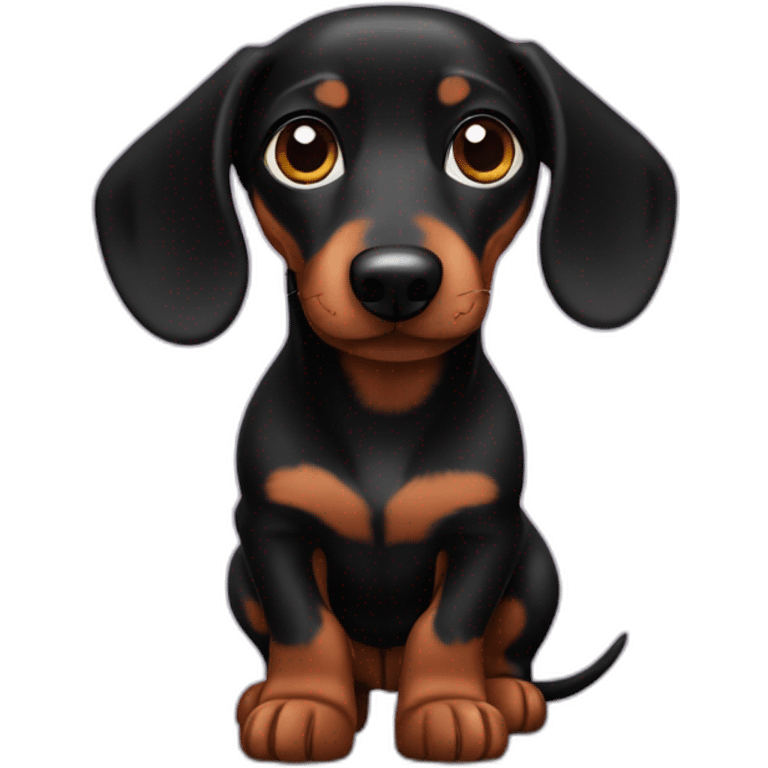 Black dachshund full of love emoji