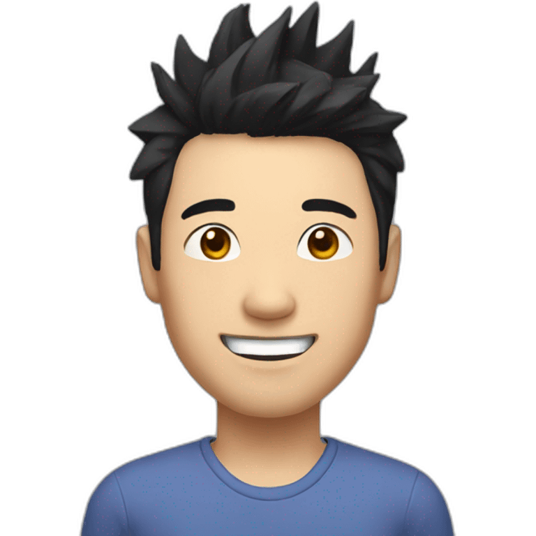 chinese man 40yo with spiky short black hair smile emoji