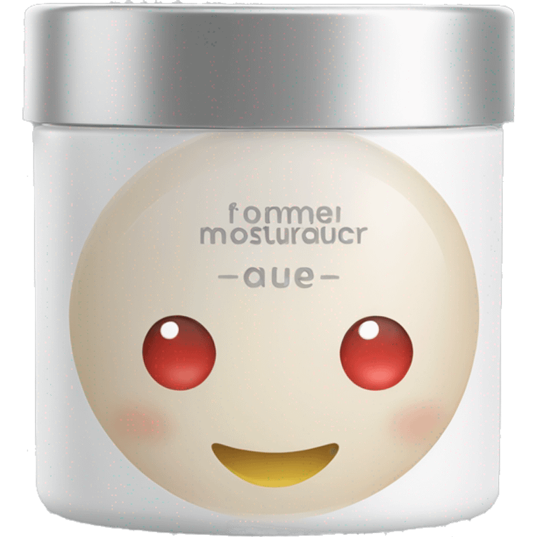 body moisturizer cream pot with label emoji