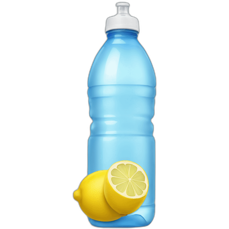 A bottle of water with lemon. Sports bottle. emoji