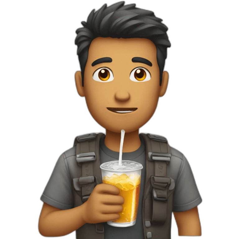 guy drinking soda emoji