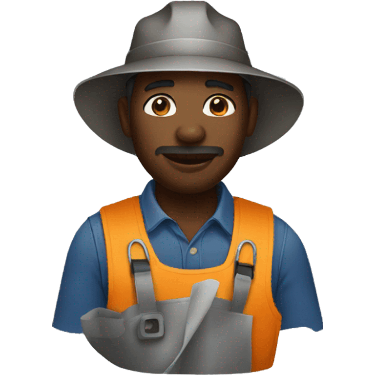 a black man farmer wearing a ppe emoji