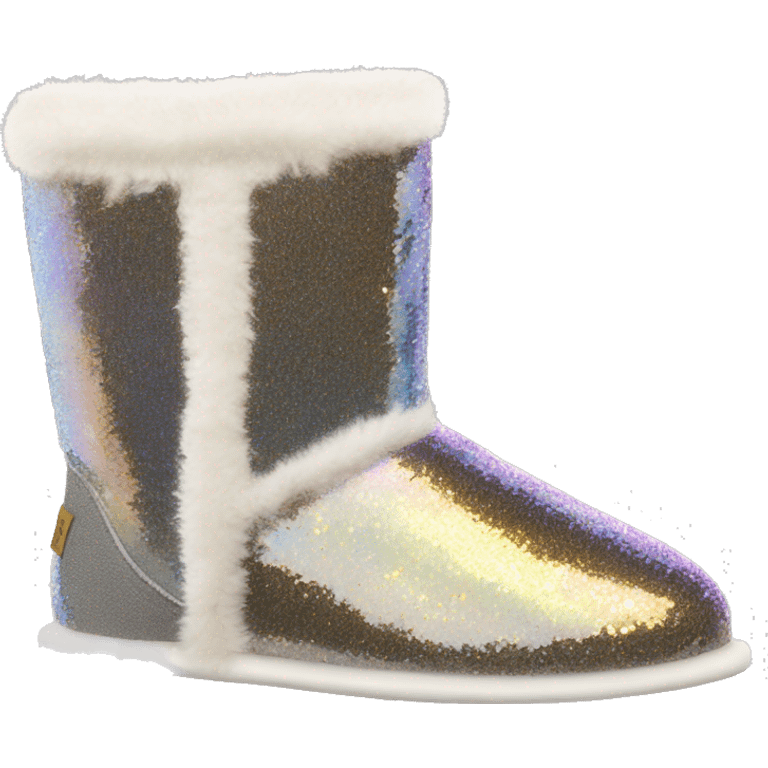 Realistic iridescent Sparkle glitter and fur Ugg boots. emoji