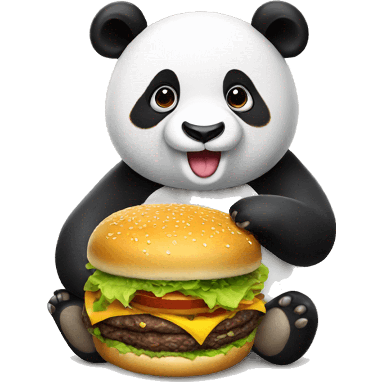 panda with burger emoji