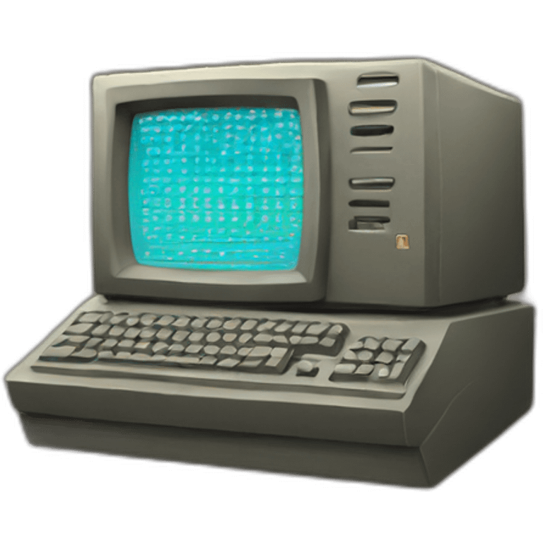 An ancient computer with glitches on monitor emoji