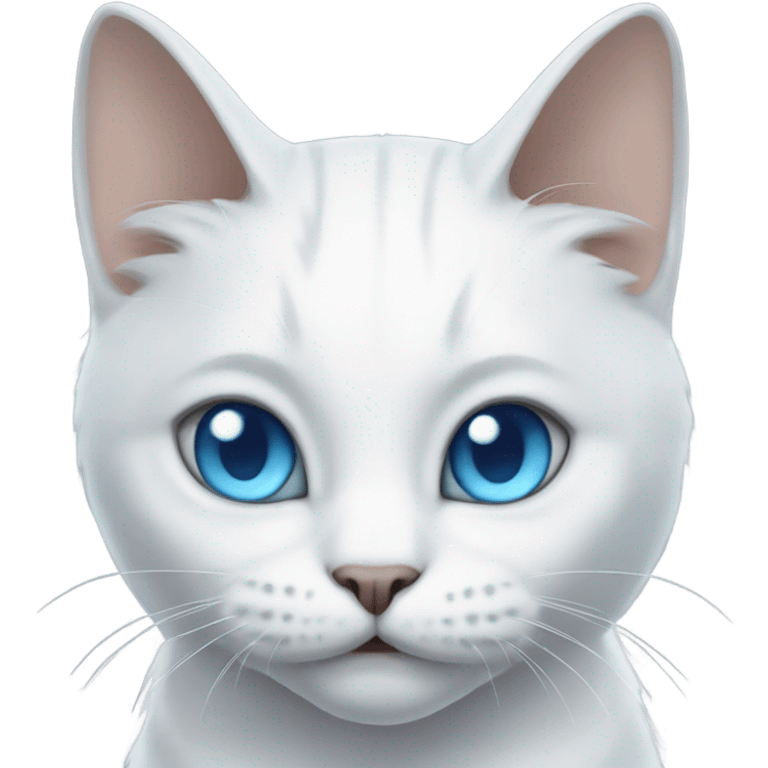 White cat with grey face and blue eyes that looks like a dragon emoji