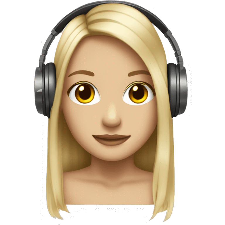 blonde dj girl straight hair with beige headphones emoji