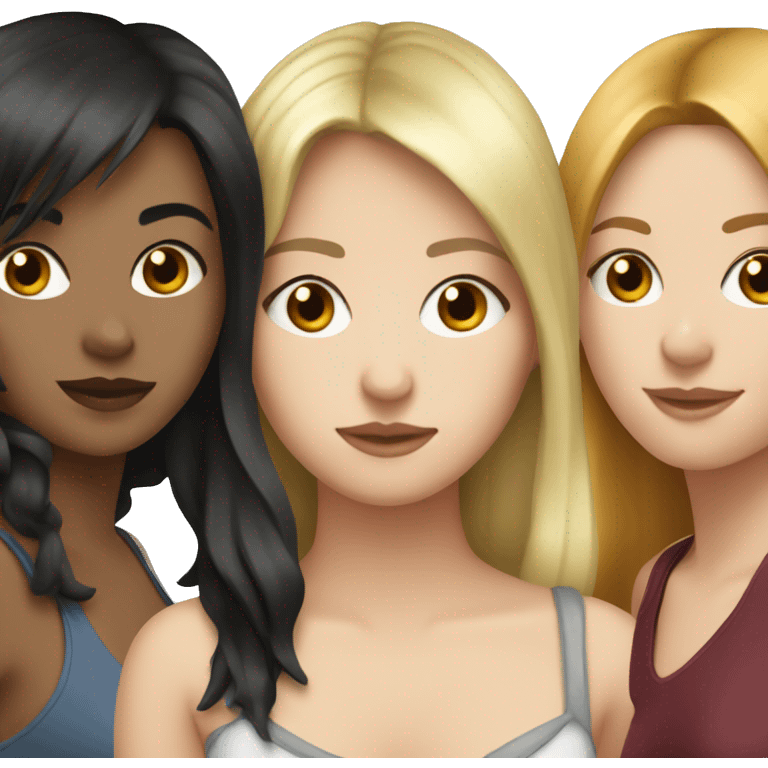 Three girlfriends, blonde redhead and brunette emoji