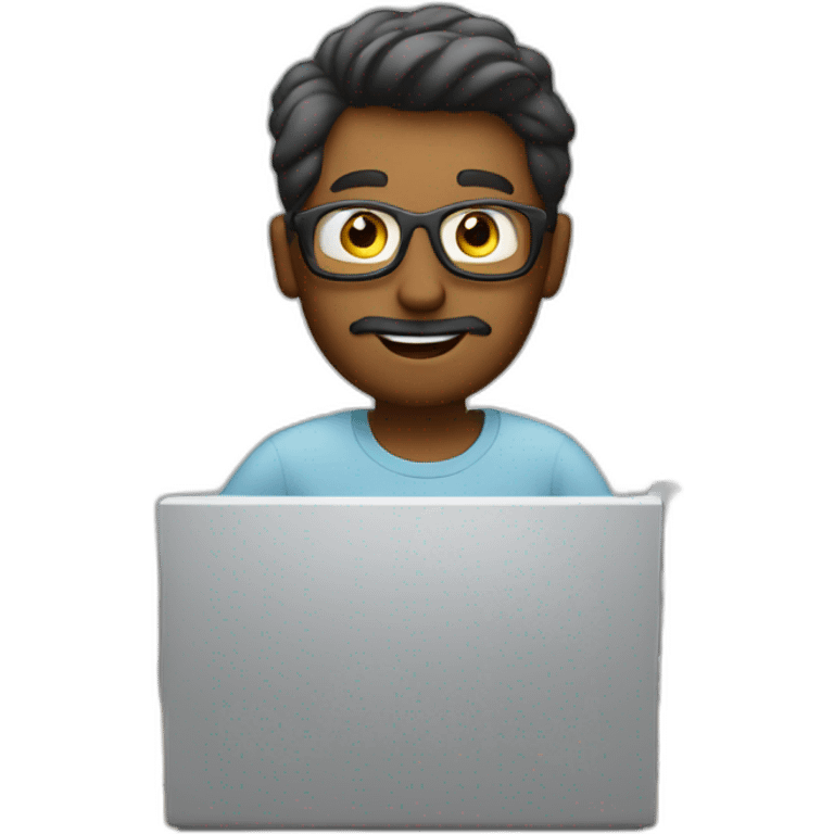 Computer guy with light beard working behind a computer emoji