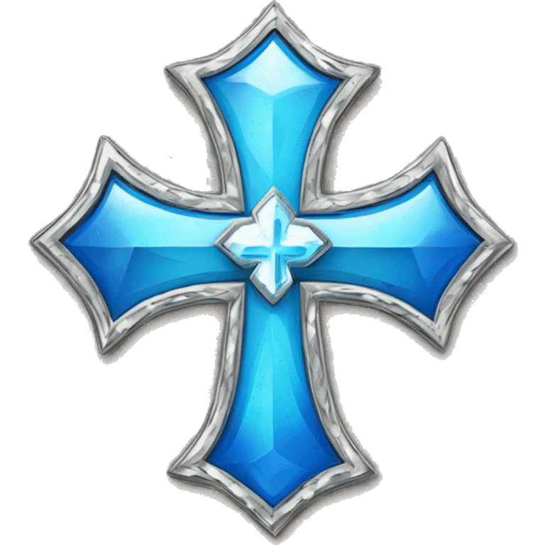 Badge of the Jesus cross, diamond, and  blue  emoji