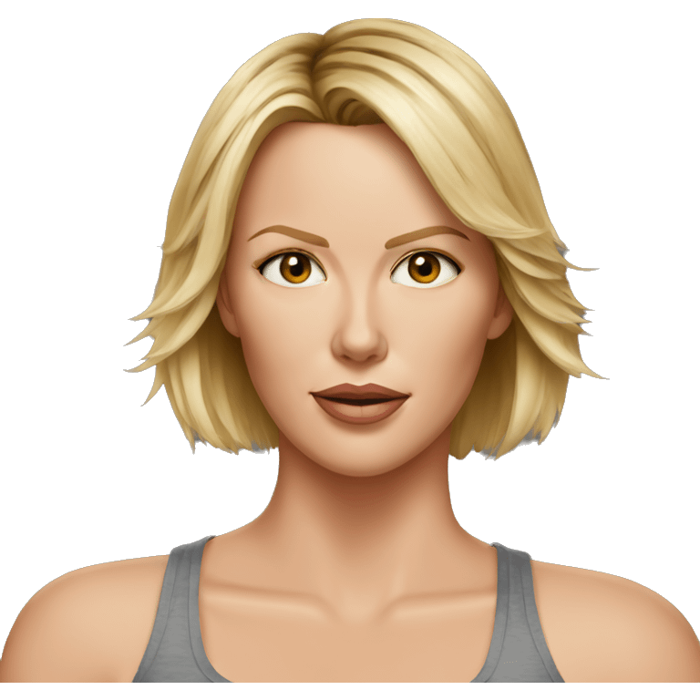 super realistic face of charlize theron wearing tank top emoji