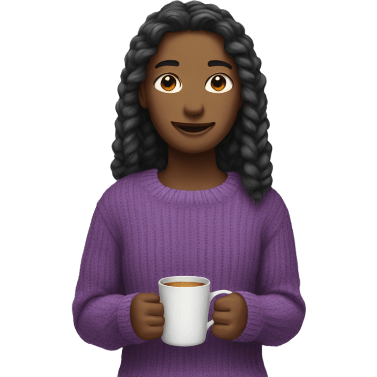 purple sweater and cup emoji