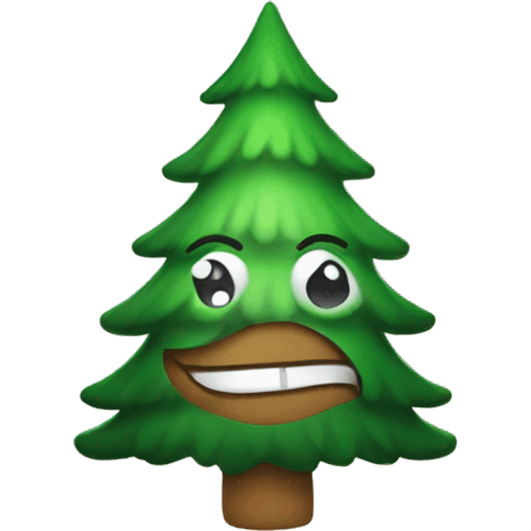 Christmas tree with face emoji