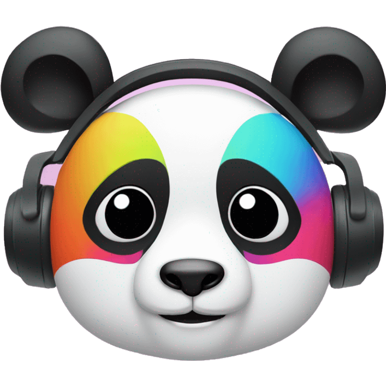 colourful panda face wearing headset emoji