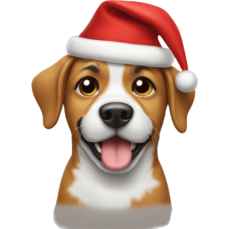 dog with a christmas hat emoji